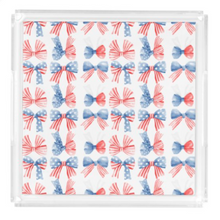 Load image into Gallery viewer, PREORDER Acrylic Serving Tray - PATRIOTIC BOWS - 4TH OF JULY SHIPS 11/20
