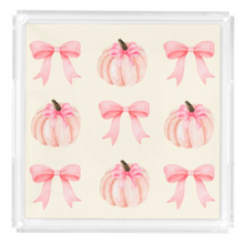 Load image into Gallery viewer, PREORDER Acrylic Serving Tray - FALL COLLECTION - Pink Pumpkins + Bows SHIPS 11/20
