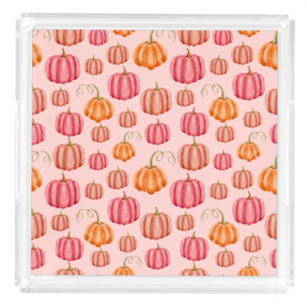 PREORDER Acrylic Serving Tray - FALL COLLECTION - PINK PUMPKINS SHIPS 11/20