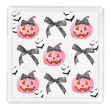 Load image into Gallery viewer, PREORDER Acrylic Serving Tray - FALL COLLECTION - Pumpkins Bows + Bats SHIPS 11/20
