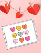 Load image into Gallery viewer, PREORDER Acrylic Serving Tray - Valentine&#39;s Day - Conversation Hearts SHIPS 11/20
