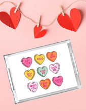 Load image into Gallery viewer, Acrylic Serving Tray - Valentine&#39;s Day - Conversation Hearts
