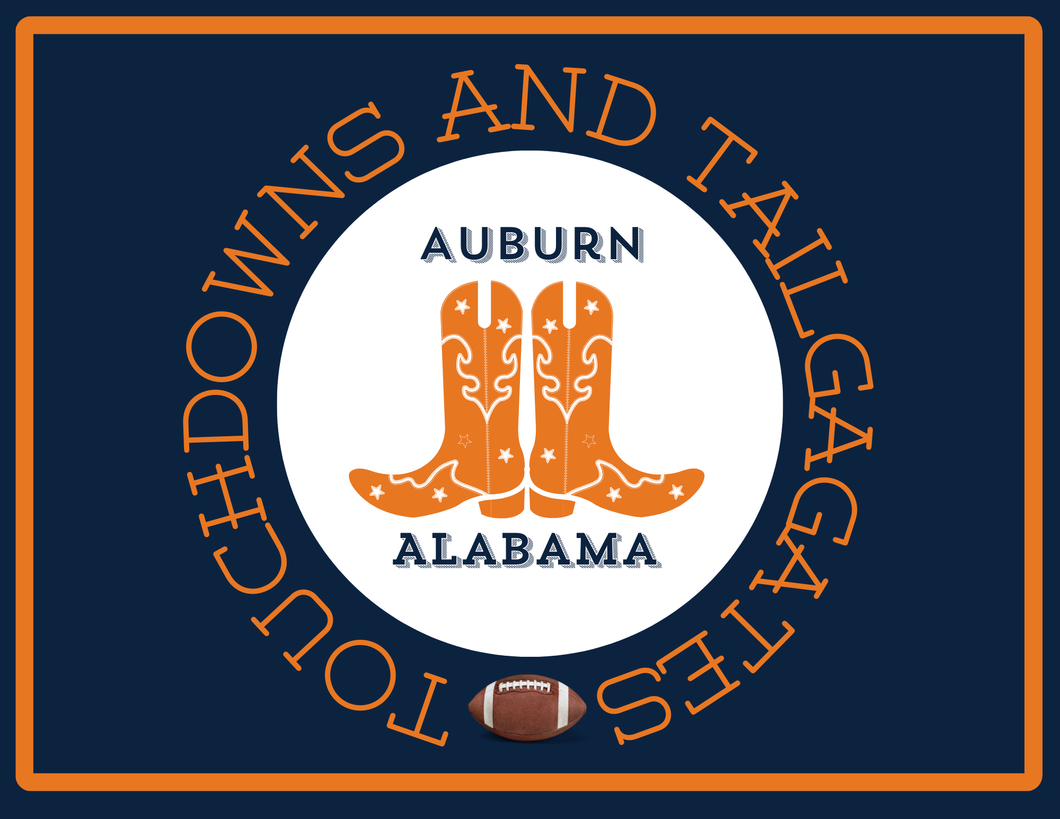 PREORDER Acrylic Serving Tray - Gameday Boots Ready - AUBURN ALABAMA SHIPS 11/20