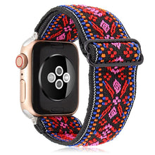 Load image into Gallery viewer, Red and Pink Boho Adjustable Fabric Apple Watch Band
