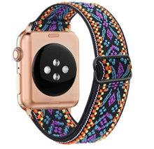 Load image into Gallery viewer, Blue and Purple Boho Adjustable Fabric Apple Watch Band

