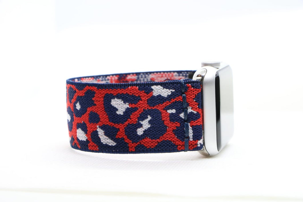 Red Cheetah Adjustable Fabric Apple Watch Band