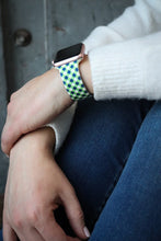 Load image into Gallery viewer, Green and Navy Gingham Apple Watch Band
