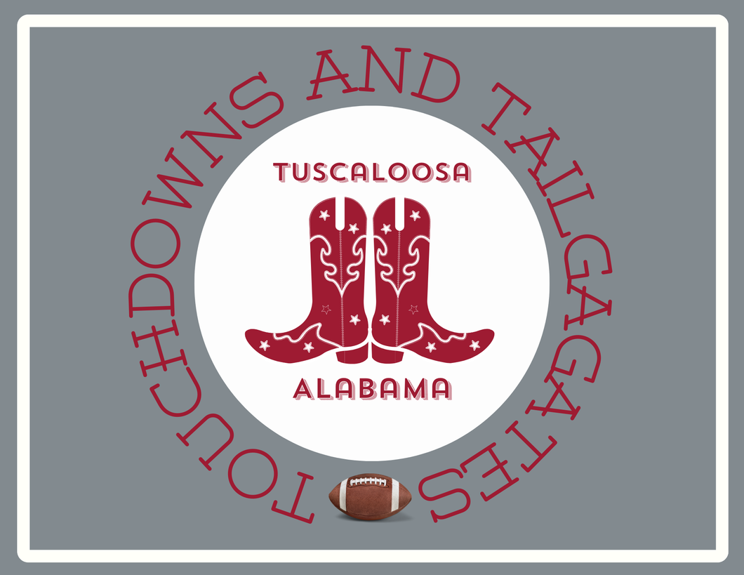 PREORDER Acrylic Serving Tray - Gameday Boots Ready - TUSCALOOSA ALABAMA SHIPS 11/20