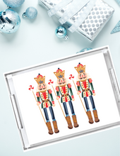 Load image into Gallery viewer, Acrylic Serving Tray - HOLIDAY COLLECTION- Blue Nutcracker Trio
