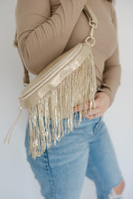 Load image into Gallery viewer, Metallic Removable Fringe Western Style Suede Bum Sling Hip Bag
