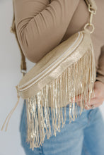 Load image into Gallery viewer, Metallic Removable Fringe Western Style Suede Bum Sling Hip Bag
