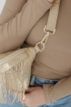 Load image into Gallery viewer, Metallic Removable Fringe Western Style Suede Bum Sling Hip Bag
