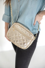 Load image into Gallery viewer, Emma Quilted Small Crossbody Bag with Gold Chain Strap
