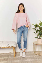 Load image into Gallery viewer, Double Take Contrast Detail Dropped Shoulder Knit Top
