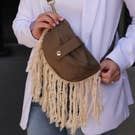 Load image into Gallery viewer, Clay Cotton Linen Fringe Fanny Pack - Bum Bag
