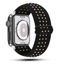 Load image into Gallery viewer, Silver Rivets Adjustable Fabric Apple Watch Band
