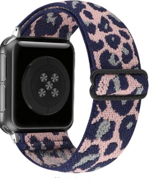 Pink Cheetah Adjustable Fabric Apple Watch Band