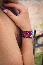 Load image into Gallery viewer, Red Cheetah Adjustable Fabric Apple Watch Band
