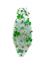 Load image into Gallery viewer, Shamrock Headband with gold beads

