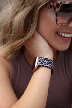 Load image into Gallery viewer, Pink Cheetah Adjustable Fabric Apple Watch Band
